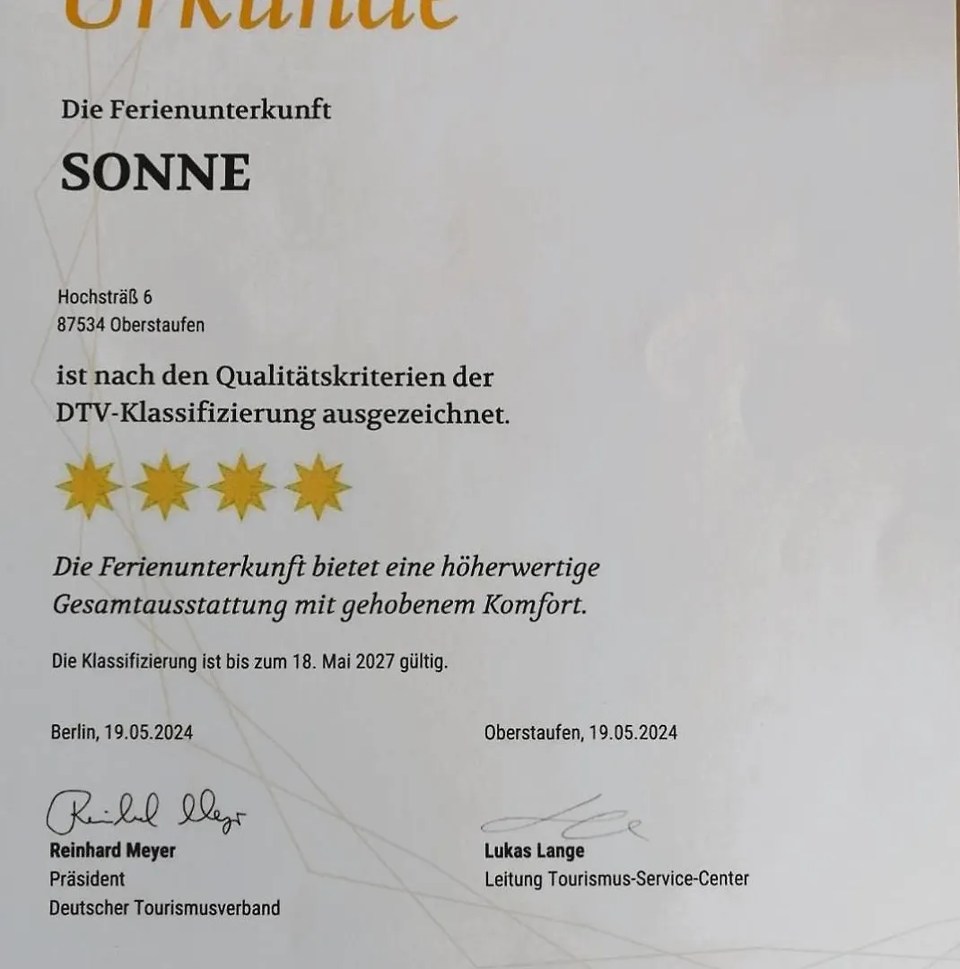 FeWo Sonne Oberstaufen-Kalzhofen Apartment Oberstaufen